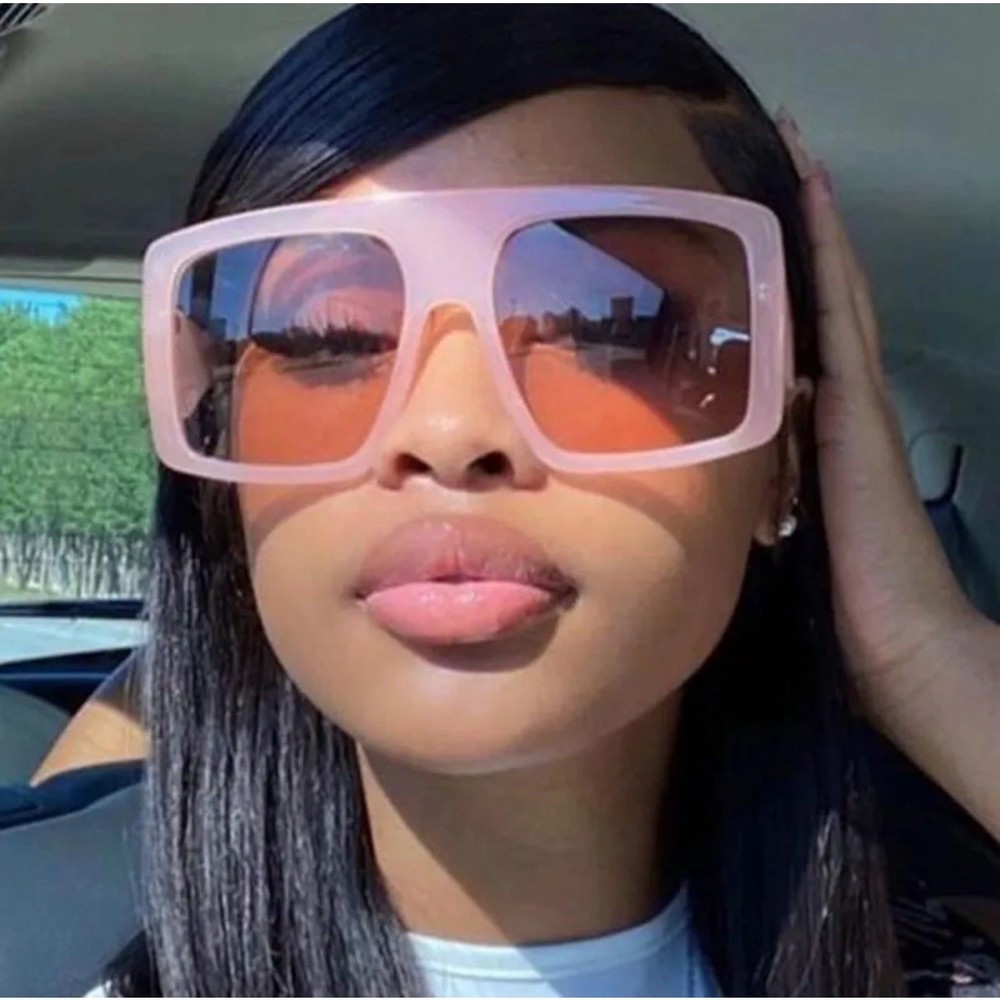 Fashion Pink Square Sunglasses Women Oversized Big Frame Sun Glasses Female Lux